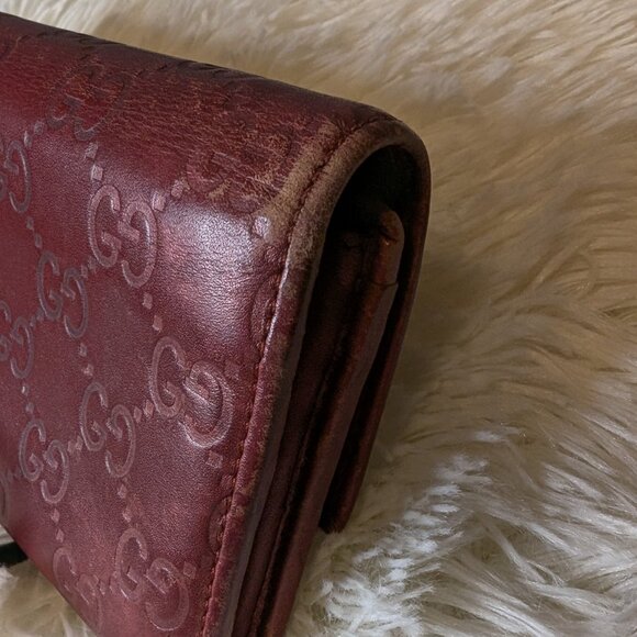 Gucci, Guccissima Leather Long Wallet with Interlocking Heart Logo, Dark Red - Picture 6 of 14